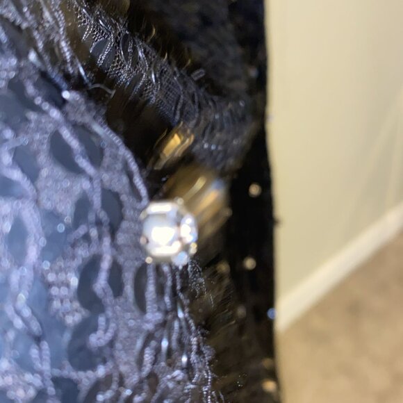 Mac Duggal Dress With Black Sequins and Rhinestones. - Picture 11 of 14